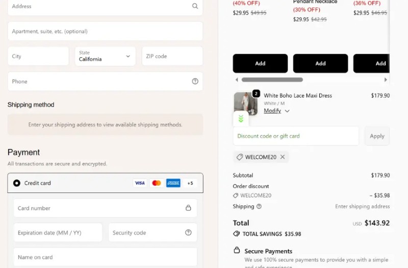 Coupon test screenshot