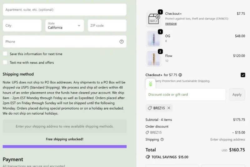 Coupon test screenshot