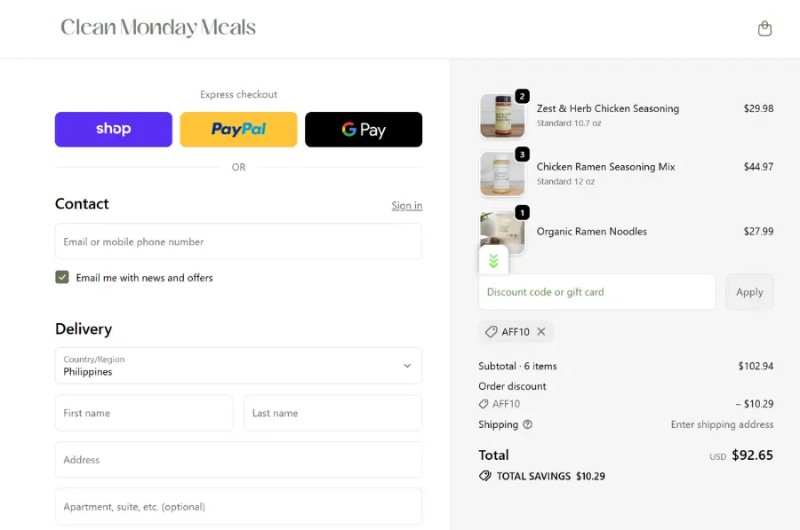 Coupon test screenshot