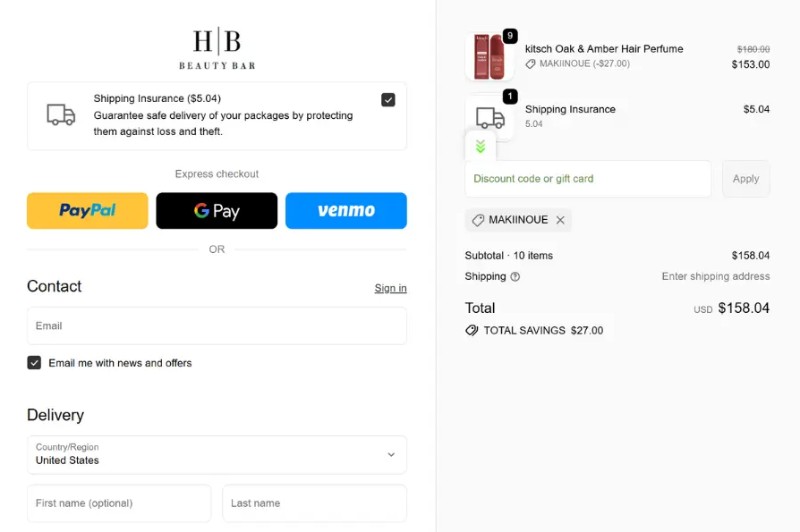 Coupon test screenshot