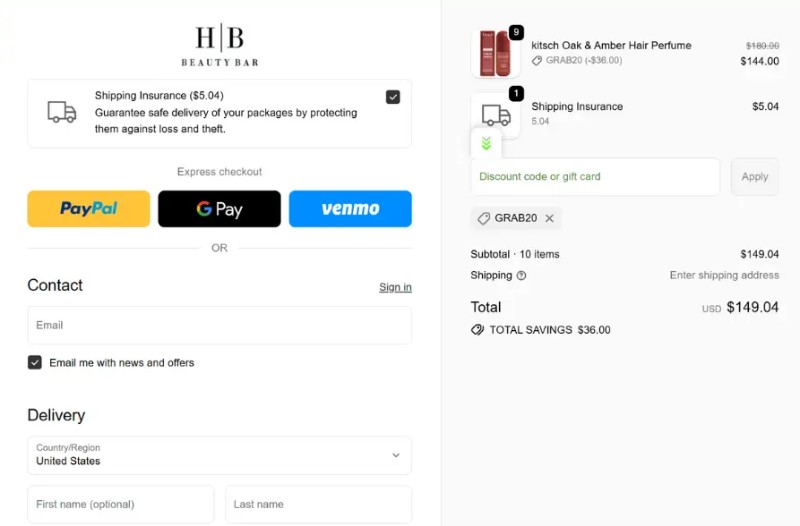 Coupon test screenshot