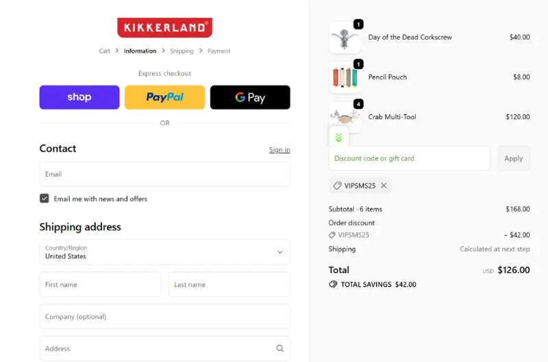Coupon test screenshot