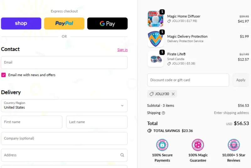 Coupon test screenshot