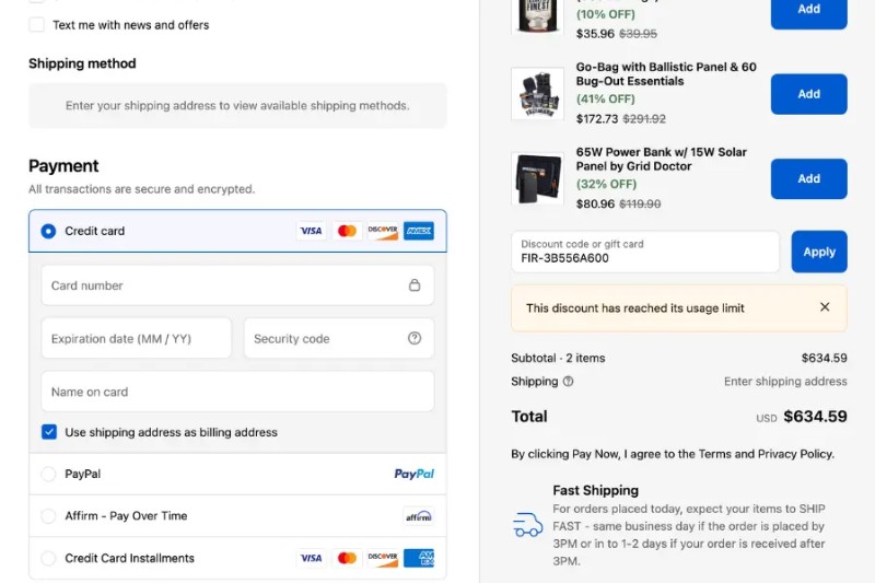 Coupon test screenshot