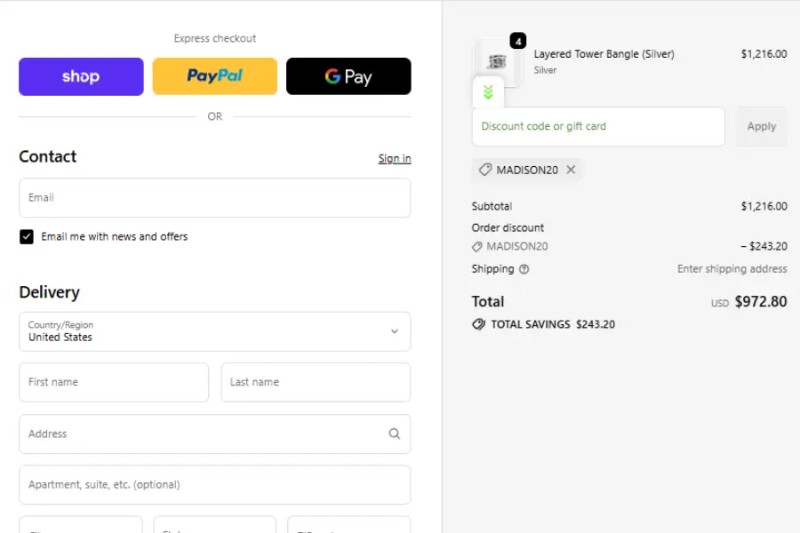 Coupon test screenshot