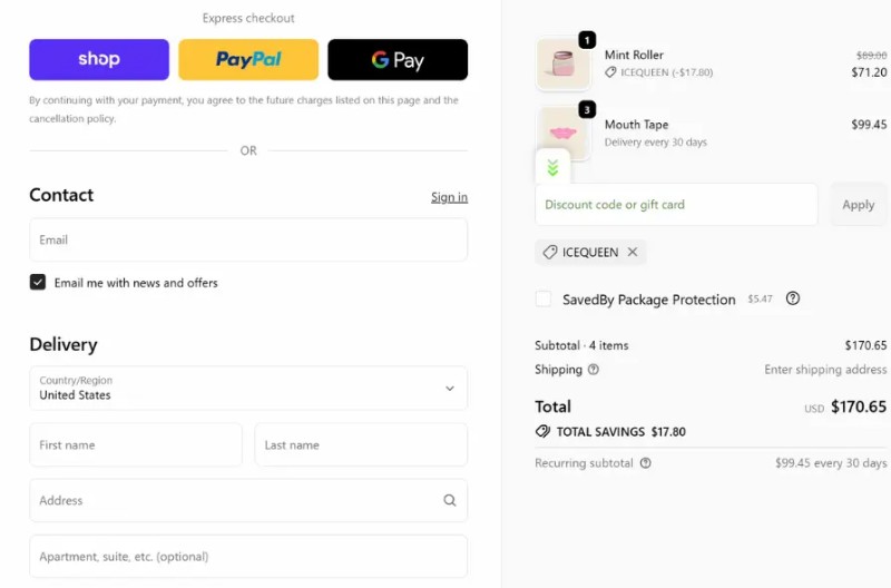 Coupon test screenshot