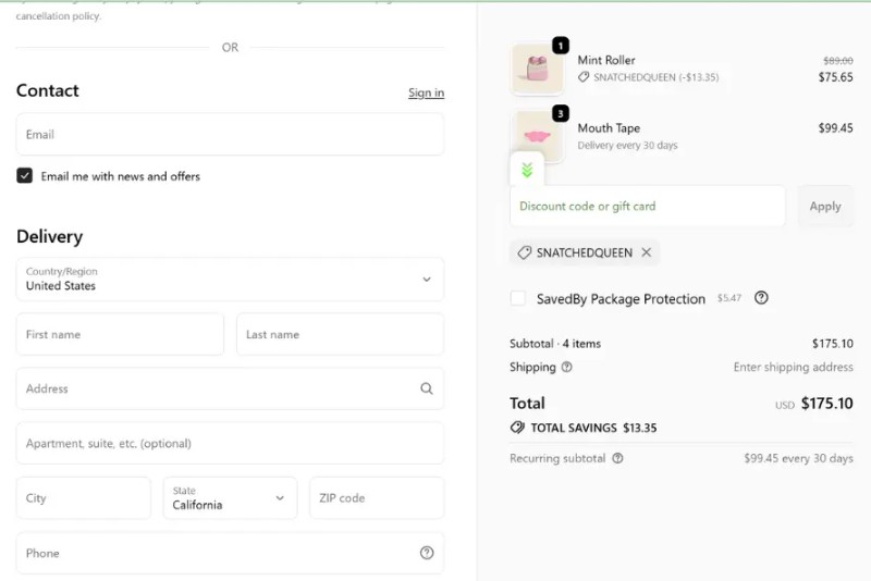 Coupon test screenshot