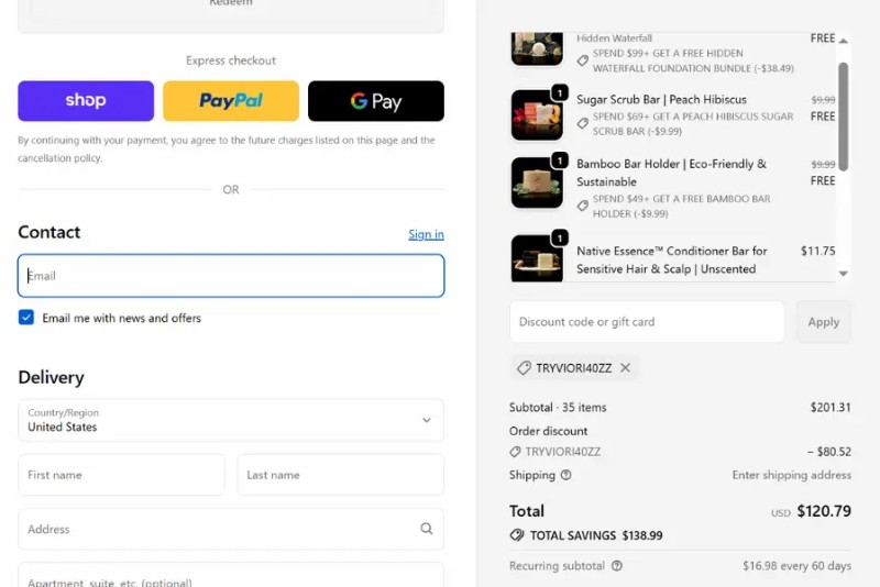 Coupon test screenshot